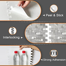 Load image into Gallery viewer, VAOVI Peel and Stick Tile Backsplash Kitchen,Stick on Backsplash Self Adhesive Wall Tiles Bathroom Shower Tiles Waterproof(10Tiles,Gray)