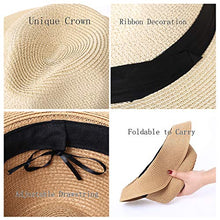 Load image into Gallery viewer, 2-Pack Beach Hats for Women Summer Straw Sun Hats Women's Wide Brim Fedora Hat UV Protection Fashion Travel Accessories