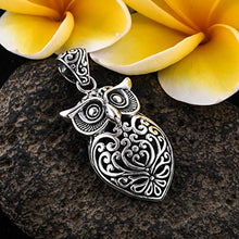 Load image into Gallery viewer, 925 Sterling Silver Owl Oxidized Tribal Pendant Necklace for Women Jewelry Anniversary 8 g