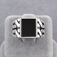 Load image into Gallery viewer, chimoda Mens Silver Ring with Black Onyx Stone in 925 Sterling Turkish Handmade Jewelry Men’s Rings (10)