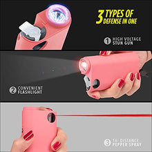 Load image into Gallery viewer, Guard Dog Self-Defense Kit w/Red Pepper Spray & Stun Gun w/Flashlight, up to 16 ft, 175 Lumens, Rechargeable Battery, Safety Switch, USB Charging Cord (Pink)