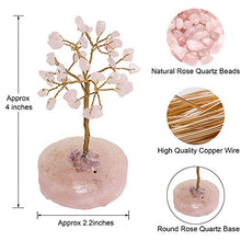 Load image into Gallery viewer, JIC Gem Natural Rose Quartz Healing Crystal Gemstone Tree Wire Wrapped On Rose Quartz Base Home Office Decor Tree Figurine