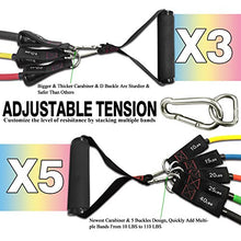 Load image into Gallery viewer, TheFitLife Exercise Resistance Bands with Handles - 5 Fitness Workout Bands Stackable up to 110 lbs, Training Tubes with Large Handles, Ankle Straps, Door Anchor Attachment, Carry Bag and Bonus eBook