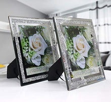 Load image into Gallery viewer, Crushed Diamond Wedding Mirror Photo Frame, Crystal Silver Glass Picture Frame For Photograph Size 8x10 inch, Pack of 2 Pieces, table top Stand frame & Wall Frame. Bling Sparkle Crushed Diamond Home Decor.