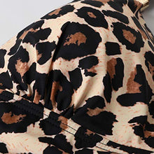 Load image into Gallery viewer, RXRXCOCO Women V Neck One Piece Swimsuits Tummy Control Ruched Swimwear Halter Bathing Suit Leopard Small