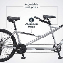 Load image into Gallery viewer, Schwinn Twinn Classic Tandem Adult Beach Cruiser Bike, Double Seater, Steel Low Step Frame, 7-Speed, 650c Urban Tires, Alloy Caliper Brakes, Medium Frame, Grey