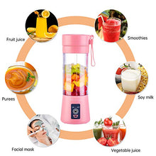 Load image into Gallery viewer, Portable Blender, Personal Size Eletric USB Juicer Cup, Fruit, Smoothie, Baby Food Mixing Machine with Updated 6 Blades,Magnetic Secure Switch Electric Fruit Mixer for Superb Mixing 380ml (Pink)