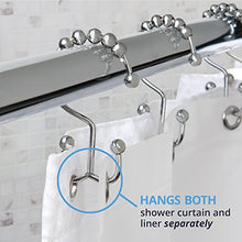 Load image into Gallery viewer, Maytex Shower Curtain Hooks Rust-Resistant Metal Double Roller Glide, Rings for Bathroom, Set of 12, Chrome