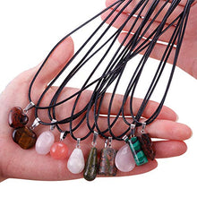 Load image into Gallery viewer, Mix Random 60pcs Natural Stone Pendants Charms Heart Jade Turquoise Quartz Chakra Stone Beads Necklace Jewelry Findings Gemstone with Leather Cord