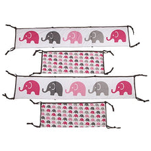 Load image into Gallery viewer, Bacati - Elephants Pink/Grey 10-Piece Nursery in a Bag Girls Baby Nursery Crib Bedding Set with Bumper Pad