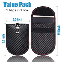Load image into Gallery viewer, Faraday Bag for Key Fob (2 Pack), TICONN Faraday Cage Protector - Car RFID Signal Blocking, Anti-Theft Pouch, Anti-Hacking Case Blocker (Carbon Fiber Texture)
