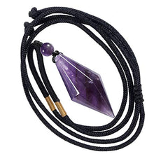 Load image into Gallery viewer, SUNYIK Healing Crystal Points Stone Pendant Necklace for Women and Men, Reiki Stone Pendant Pendulum for Dowsing Divination Meditation Balancing Adjustable 18”-26”, Amethyst