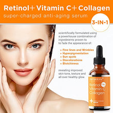 Load image into Gallery viewer, Retinol Vitamin C Collagen | Super Charged Anti-Aging Serum for Face | Pharmaceutical Grade Quality | Helps Smooth & Plump Fine Lines & Wrinkles & Brightens for Younger Skin | 1 fl oz / 30 ml