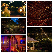 Load image into Gallery viewer, 50 Foot Globe String Lights - Black Wire - 50 G40 Clear Bulbs (+ 2 Free Spares) for Patio Deck Cafe Bistro and Outdoor Lighting