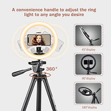 Load image into Gallery viewer, UBeesize 10" Selfie Ring Light with 50" Extendable Tripod Stand & Flexible Phone Holder for Live Stream/Makeup/YouTube Video