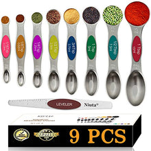 Load image into Gallery viewer, NIUAT 9-piece magnetic measuring spoon set, composed of stainless steel double-sided teaspoon spoons,Fits in Spice Jar (Multicolor)