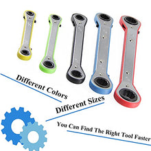 Load image into Gallery viewer, GOSWIFT Offset Ratcheting Wrench Set 5 Pieces Color Reversible Universal Double Ring Spanners Professional Heat Treated Alloy Steel SAE