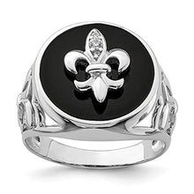 Load image into Gallery viewer, 925 Sterling Silver Cubic Zirconia Cz Black Onyx Band Ring Size 9.00 Man Natural Stone Fine Jewelry For Dad Mens Gifts For Him