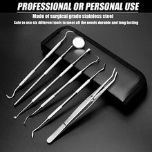 Load image into Gallery viewer, Dental Tools Stainless Steel Dental Pick Dental Floss Dental Hygiene Tool Set Tooth Scraper Plaque Tartar Remover Dental Tweezers Gum Floss for Personal Oral Care & Pet Use (6 Pack)