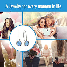 Load image into Gallery viewer, 925 Sterling Silver Blue Opal Dangle Earrings For Women; Vintage Style Blue Opal October Birthstone Jewelry for Women; Dangling Light Blue Stone Earrings
