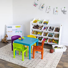 Load image into Gallery viewer, Humble Crew, Blue Table & Red/Green/Yellow/Purple Kids Lightweight Plastic Table and 4 Chairs Set, Square