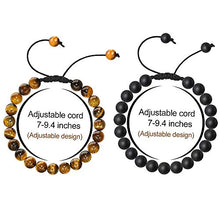 Load image into Gallery viewer, M MOOHAM Mens Bracelet Giftsfor Grandfather - 8mm Tiger Eye Black Matte Agate Mens Anxiety Bracelets, Stress Relief Yoga Beads Adjustable Bracelet Dad GITS Father's Gifts Grandpa Gifts for Men