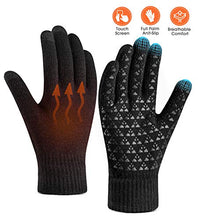 Load image into Gallery viewer, Winter Warm Touchscreen Gloves for Women Men - Triangle Anti-Slip Silicone Gel, Knit Thermal Soft Lining & Elastic Cuff, Driving Motorcycle Cycling Bike Sports Texting Gloves(One-Size, Black)
