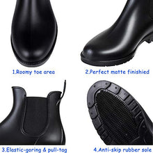 Load image into Gallery viewer, Women's Short Rain Boots Waterproof Black Elastic Slip On Ankle Booties, 7.5, Black