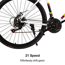 Load image into Gallery viewer, R.ROARING Commuter Road Bike 26 inch Wheels 21 Speed Shifting Bikes Dual Disc Brake Road Bicycle for Adults Mens Women, White
