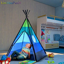 Load image into Gallery viewer, LimitlessFunN Teepee Kids Play Tent Bonus Star Lights & Carrying Case for Girls & Boys, Indoor & Outdoor Use (Blue)