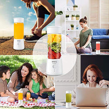Load image into Gallery viewer, Portable Blender, MMQ Personal Size Glass Juicer Cup, Fruit Shake, Smoothies Mixer with 2000mAh USB Rechargeable Battery, 3D Six Blades, 410ML (White)