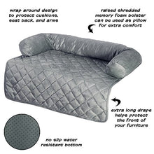 Load image into Gallery viewer, Furniture Protector Pet Cover for Dogs and Cats with Shredded Memory Foam filled 3-Sided Bolster Soft Plush Fabric by PETMAKER – 30” x 30.5” Gray