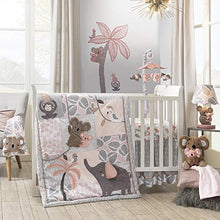 Load image into Gallery viewer, Lambs & Ivy Calypso 4-Piece Crib Bedding Set - Pink, Gray, Gold, Animals, Jungle