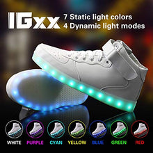 Load image into Gallery viewer, IGxx Men LED Light Up Sneakers for Men High Top LED Shoes Light Up USB Recharging Shoes Women Glowing Luminous Flashing Light Shoes LED Kids Halloween White