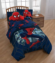Load image into Gallery viewer, Jay Franco Spiderman Saving The Day 4 Piece Full Sheet Set (Offical Marvel Product), Blue