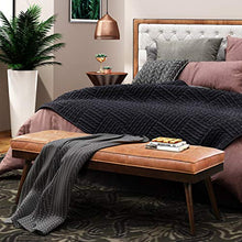 Load image into Gallery viewer, POLY & BARK Luca Leather Bench, Cognac Tan
