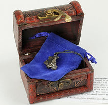 Load image into Gallery viewer, Dancing Bear Authentic Meteorite Pendant Necklace, Treasure Chest Box, Real Space Rock, Educational Card & Certificate of Authenticity. Adjustable Cord, Campo Del Cielo, Argentina