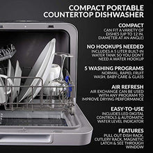 Load image into Gallery viewer, Farberware FDW05ASBWHA Complete Portable Countertop Dishwasher with 5-Liter Built-in Water Tank, 5 Programs, Baby Care, Glass & Fruit Wash-Black/White