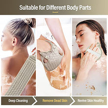 Load image into Gallery viewer, 2 Pack 36.5 Inch Long Loofah Back Scrubber Set with Exfoliating Glove and Sponge Pad for Women and Men, Beige & Pink