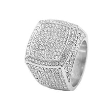 Load image into Gallery viewer, Bling-ed Out Diamonds Shining Everywhere Silver Hip Hop Sq Watch Cuban Bracelet with Ring Set-L0513 (11, Silver)