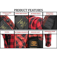 Load image into Gallery viewer, Milwaukee Performance MPM1631 Men's Armored Checkered Flannel Biker Shirt with Aramid by DuPont Fibers - Medium