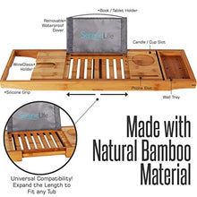 Load image into Gallery viewer, SereneLife Luxury Bamboo Bathtub Caddy Tray, Wood Brown