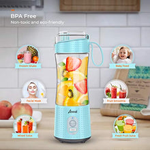 Load image into Gallery viewer, Portable Blender, Personal Size Blender Smoothies and Shakes, Mini Blender 4000mAh USB Rechargeable with Six Blades, Handheld Blender Sports,Travel,Gym (Blue)