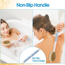 Load image into Gallery viewer, Back Scrubber Anti Slip for Shower,Back Brush Long Handle with Stiff and Soft Bristles,Body Exfoliator for Bath or Dry Brush(Blue)