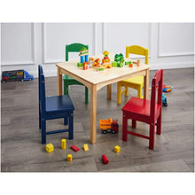 Load image into Gallery viewer, AmazonBasics Kids Wood Table and 4 Chair Set, Natural Table, Assorted Color Chairs