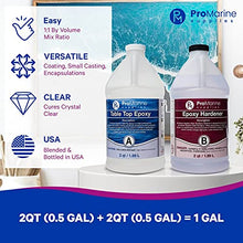Load image into Gallery viewer, Clear Table Top Epoxy Resin That Self Levels, This is a 1 Gallon High Gloss (0.5 Gallon Resin + 0.5 Gallon Hardener) Kit That’s UV Resistant – It’s DIYER & Pro Preferred with Minimal Bubbles