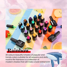 Load image into Gallery viewer, Beetles Pack of 20 Colors Rainbow Summer Gel Nail Polish Kit, Soak Off LED Lamp Gel Nail Polish Set Glitter Nude Gel Polish Starter Kit with Glossy & Matte Top Gel Base Coat Kaleidoscope