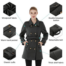 Load image into Gallery viewer, Wantdo Women's Long Pea Coat Mid Length Overcoat Warm Winter Outwear Dark Grey S