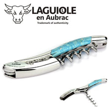 Load image into Gallery viewer, Laguiole en Aubrac corkscrew sommelier waiters knife 3 functions SOM99PWI larimar handle, stainless steel shiny