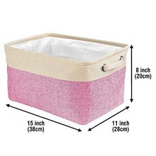 Load image into Gallery viewer, MALIHONG Personalized Foldable Storage Basket Collapsible Sturdy Fabric Dog Toys Storage Bin Cube with Handles for Organizing Shelf Home Closet , Pink and White, Large Size - 15" x 11" x 8"